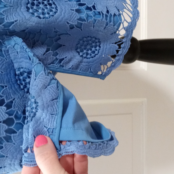 💙Talbots💙 - Cornflower Blue Floral Lace Overlay Dress - Picture 7 of 12